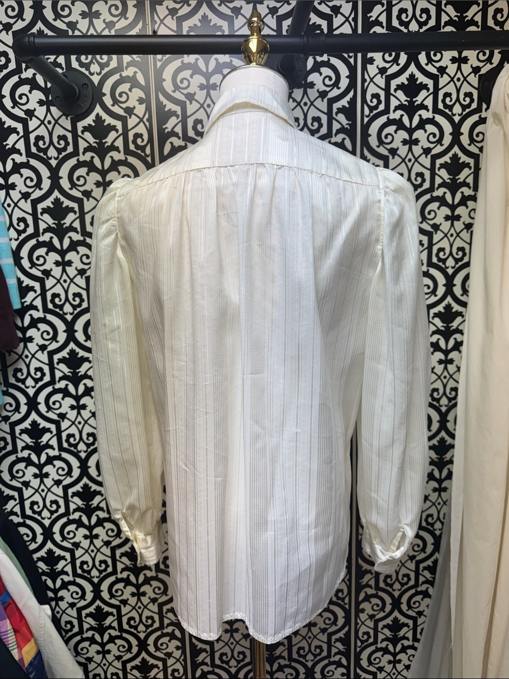 Ivory Ruffled Satin-Style Blouse with Statement Front - Picture 11 of 14